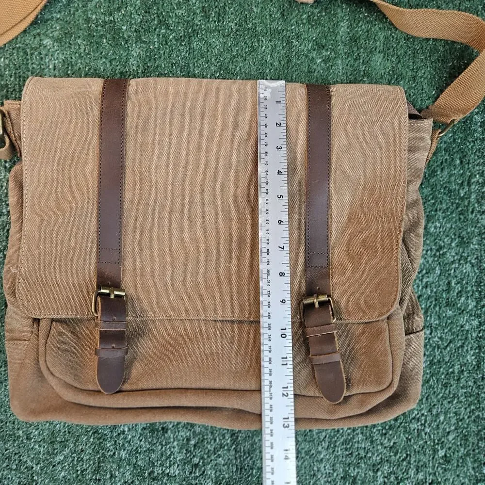 SMRITI Vintage Canvas Messenger Bag for Men 15.6-16 inch Laptop Large, Coffee